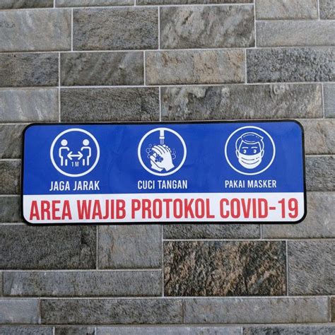 Jual Stiker Vinyl Area Wajib Protokol Covid Safety Sign Masker Cuci