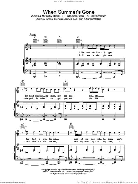 When Summer S Gone Sheet Music For Voice Piano Or Guitar Pdf