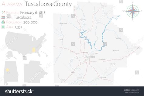 Large And Detailed Map Of Tuscaloosa County In Royalty Free Stock