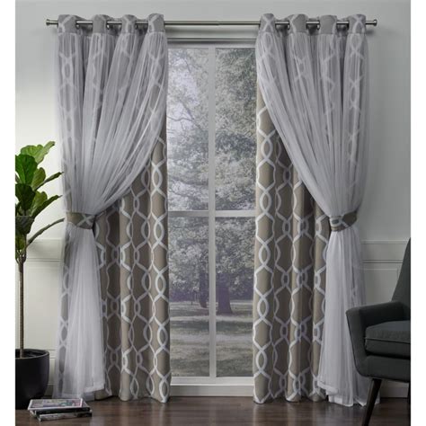 Exclusive Home Curtains 2 Pack Carmela Layered Geometric Blackout And