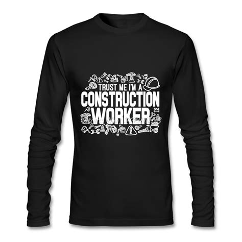 2016 Fashion Men T Shirt Long Sleeve Construction Worker Customized T