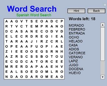 Learn how to say crossword in spanish with audio of a native spanish speaker. Spanish Word Search - Free Brain Game