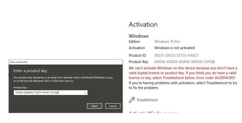 Windows 10 Activation Error With Code 0xc004c003