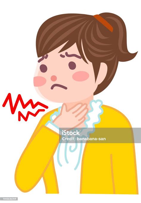 A Woman Holding Her Neck Because Her Throat Hurts Stock Illustration