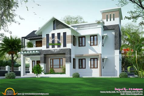 Modern Sloping Roof House In 315 Square Yards Kerala Home Design And
