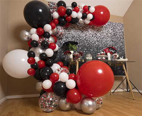 Amazon Com Red And Black Balloon Garland Kit Arch Small And Large Red White Black Balloons