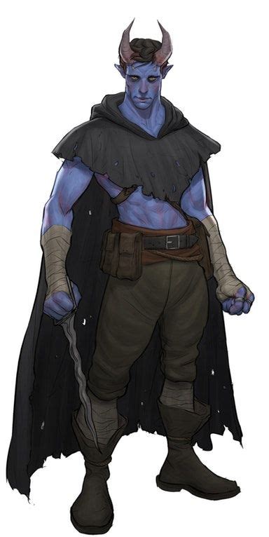 Male Tiefling Monk Sorcerer Warlock Game Character Design Rpg