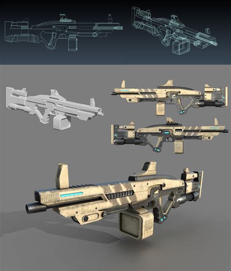 3d Model Futuristic Sci Fi Heavy Assault Rifle Cgtrad