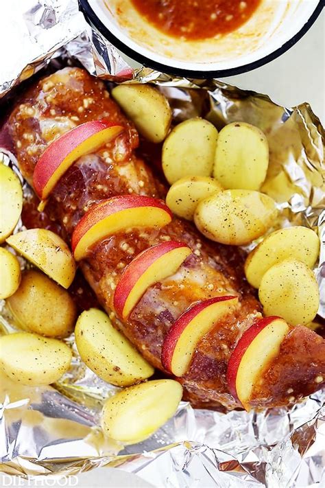 How to roast pork tenderloin in the oven. Grilled Peach-Glazed Pork Tenderloin Foil Packet with ...