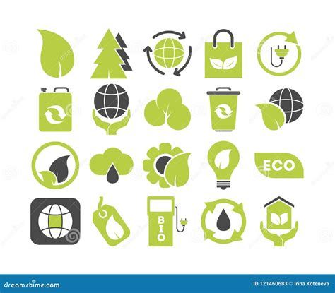 Set Of Ecology Green Icons Stock Vector Illustration Of Logo 121460683