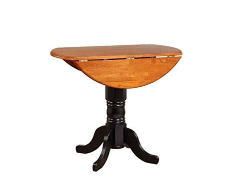 Sunset Trading Round Drop Leaf Pub Table In Antique Black With Cherry