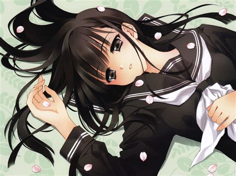 Desktop Wallpaper Lying Down Sad Anime Girl Black Dress Original Hd Image Picture
