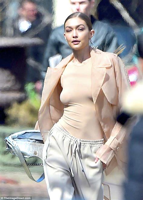 Gigi Hadid Goes Braless Under Nude Top As She Struts Her Stuff For Nyc