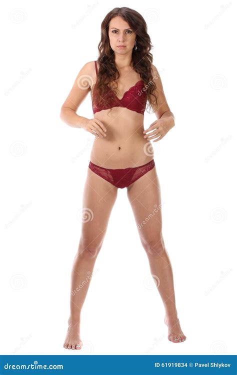 Beautiful Full Body Brunette Beauty Woman In Underwear Stock Photo Image Of Background