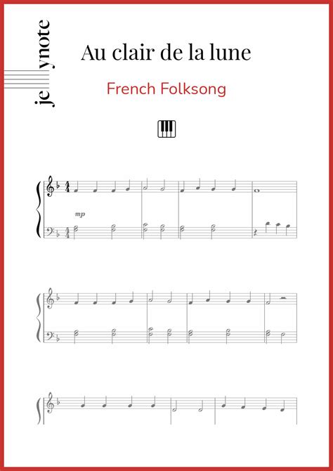 French Folksong "Au clair de la lune" sheet music | Jellynote