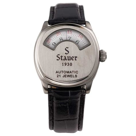 Stauer Mens Automatic Movement 1930 Dashtronic Watch with Genuine Black ...