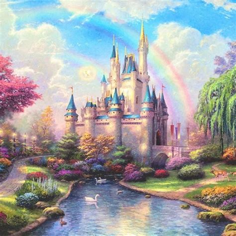 Enchanted Castle Wallpaper Fairytale Fantasy Magical Forest Etsy