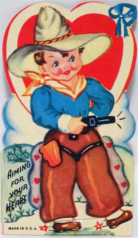 40s Cowboy Valentine Card Vintage Valentines Retro Valentines
