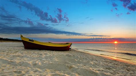 Wallpaper Landscape Boat Sunset Sea Bay Nature Shore Sand Sky