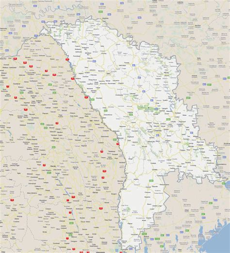 Large Detailed Road Map Of Moldova With All Cities