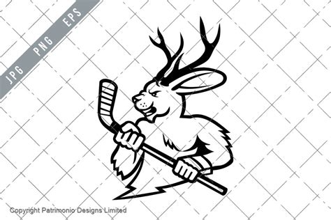 Jackalope With Ice Hockey Stick Mascot Graphic By Patrimonio · Creative