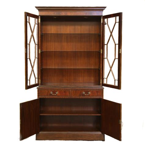 Two Door Mahogany China Cabinet With Glass Shelves