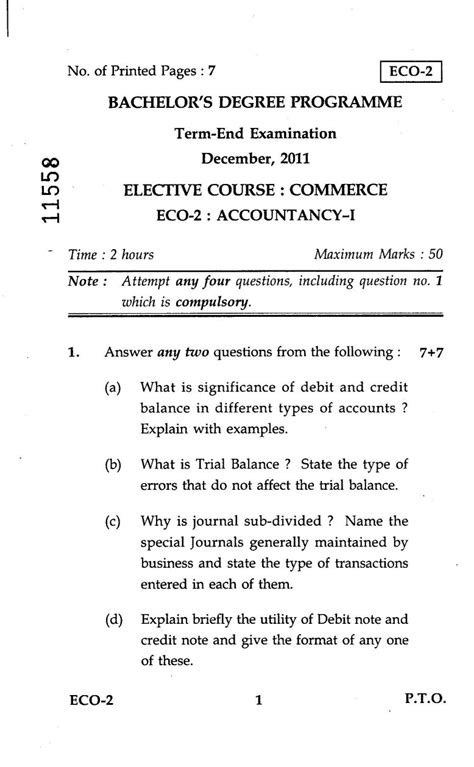 B Com St Year Previous Question Papers EduVark