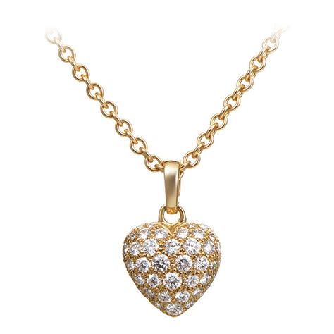 Cartier Diamond Pave Gold Heart Pendant Necklace At 1stdibs