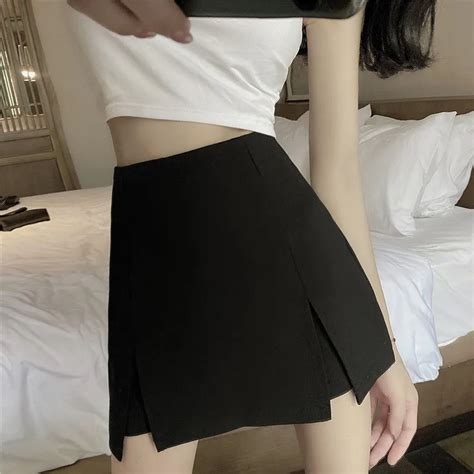 black a line half skirt female spring bag hip short skirt high waist half skirt super short