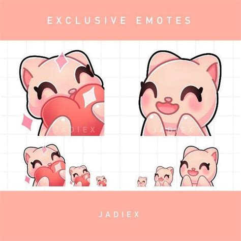 Exclusive Cute Pink Love Heart And Happy Emote Emotes Set Kawaii