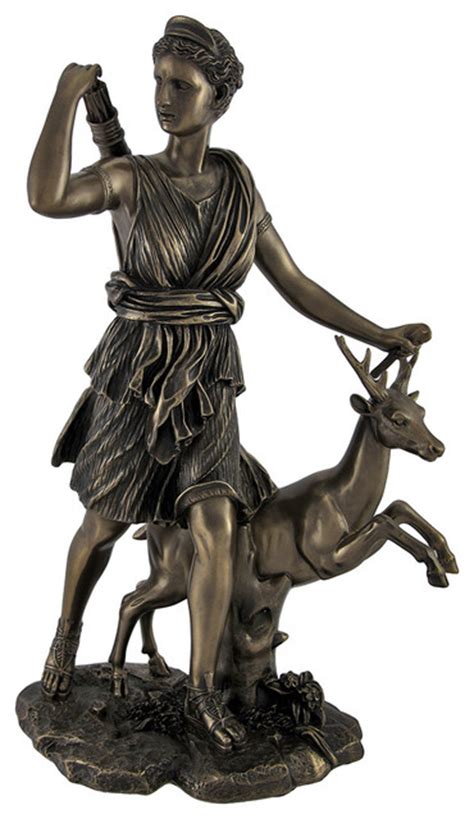 Bronzed Artemis Greek Goddess Of The Hunt Statue Roman Diana Traditional Decorative Objects