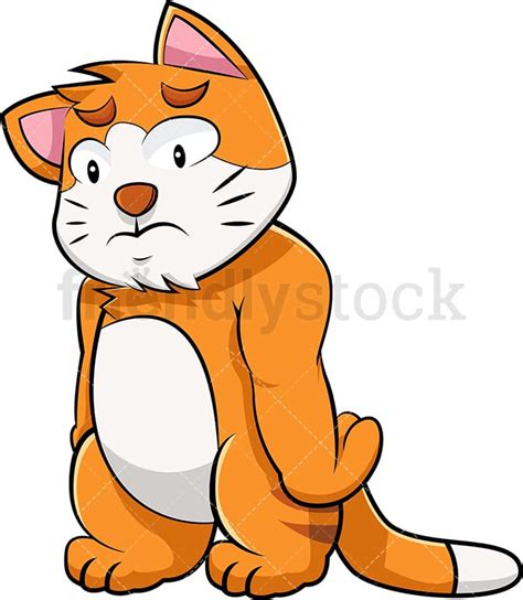 Sad Cat Mascot Cartoon Vector Clipart Friendlystock
