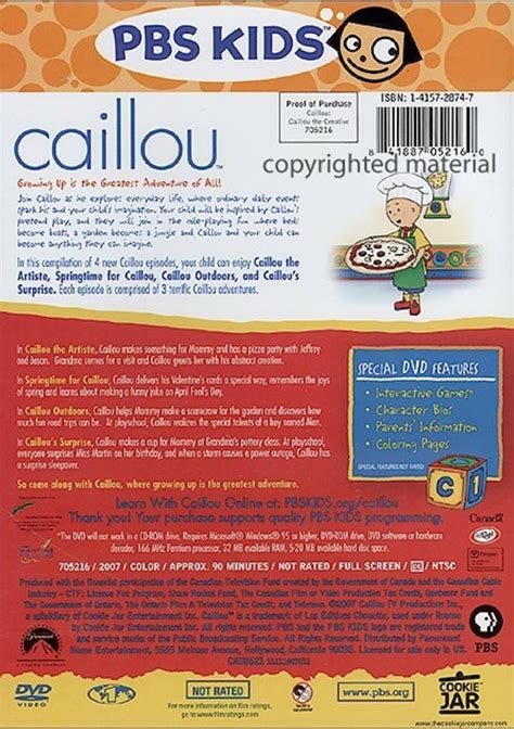 Caillou Caillou The Creative Dvd 2006 Dvd Empire