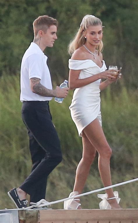 Hailey Biebers Mini Dress Turns Heads During Rehearsal Dinner With