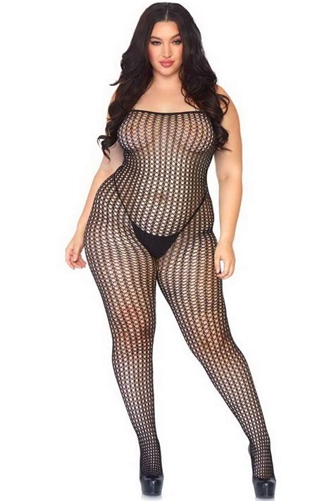 Plus Size Black Long Sleeve Seamless Bodystocking Spicy Lingerie