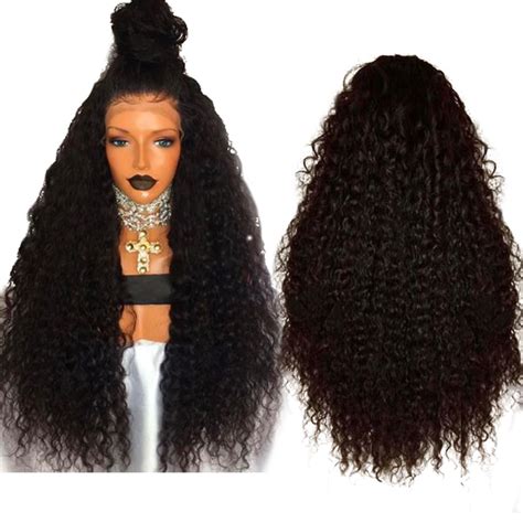 dlme 180 density kinky curly wig 26 inches long black wig heat resistant hair synthetic lace