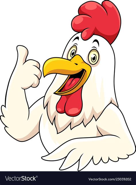Cartoon Happy Rooster With Showing Thumbs Up Vector Image Cartoon