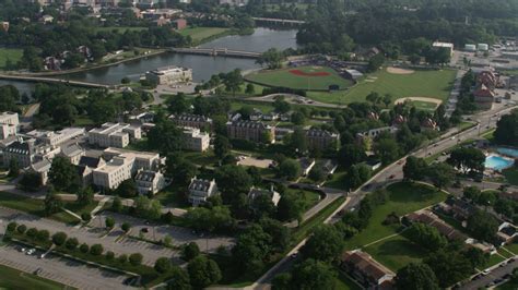 5k Stock Footage Aerial Video Of Campus Buildings And Navy