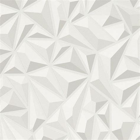 3d Effect White Grey Geometric Wallpaper Textured Luxury