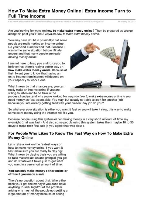 Maybe you would like to learn more about one of these? how-to-make-extra-money-online-extra-income-turn-to-full-time-income by Monica Butaran-Josafat ...