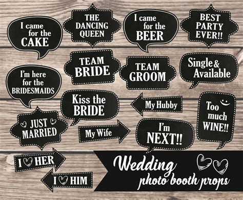 Wedding Printable Photo Booth Props Chalkboard Wedding Bubble Etsy