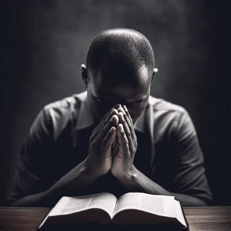 Premium Photo A Lonely Africanamerican Male Praying With His Hands Folded