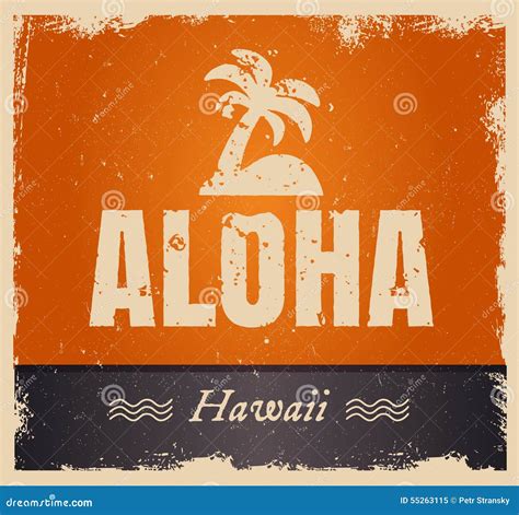 Vector Aloha Word In Vintage Colors Retro Stock Vector Illustration Of Orange Background