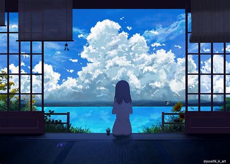 雲、 空、 夏、 アニメの女の子、 Yuuchiir、 Hdデスクトップの壁紙 Wallpaperbetter
