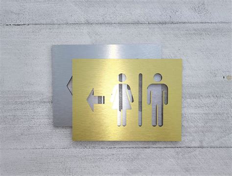 Directional Bathroom Signs Restroom Sign With Arrow Bathroom Etsy