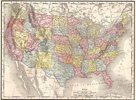 1900 Antique United States Map Of The United States Usa Map Map Wall