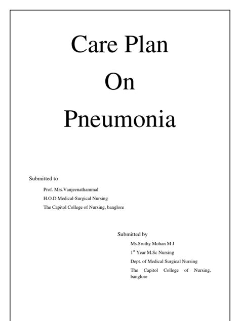 Care Plan Pneumonia Medicine Clinical Medicine