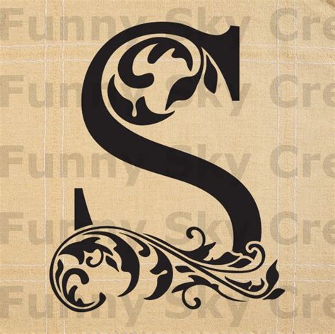 Alphabet Letter S Initial Print Flower Swirl By Funnyskycreations
