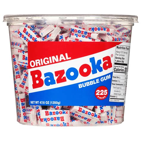 Bazooka Bubble Gum 225 Count Individually Wrapped Pink Chewing Gum In