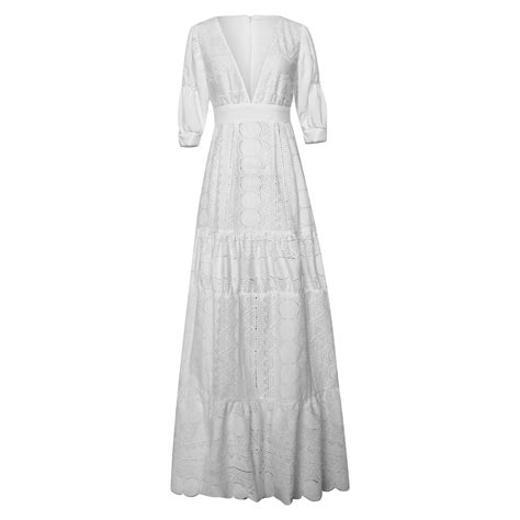 Elegant White Lace Dress Womens Hollow Sundress Plus Woman Aliexpress